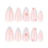 Simple Fresh 3D Floral Wearable Short Almond False Nails