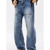 Men's Vintage Blue Wide Leg Jeans Loose Fit Straight Leg Casual Denim Trousers