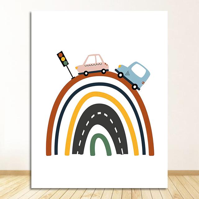 Baby Auto Track Cartoon Welt Nordic Poster Und Drucke Wand Bilder Für Kinderzimmer Schlafzimmer Home Wand Kunst Leinwand Malerei Kindergarten