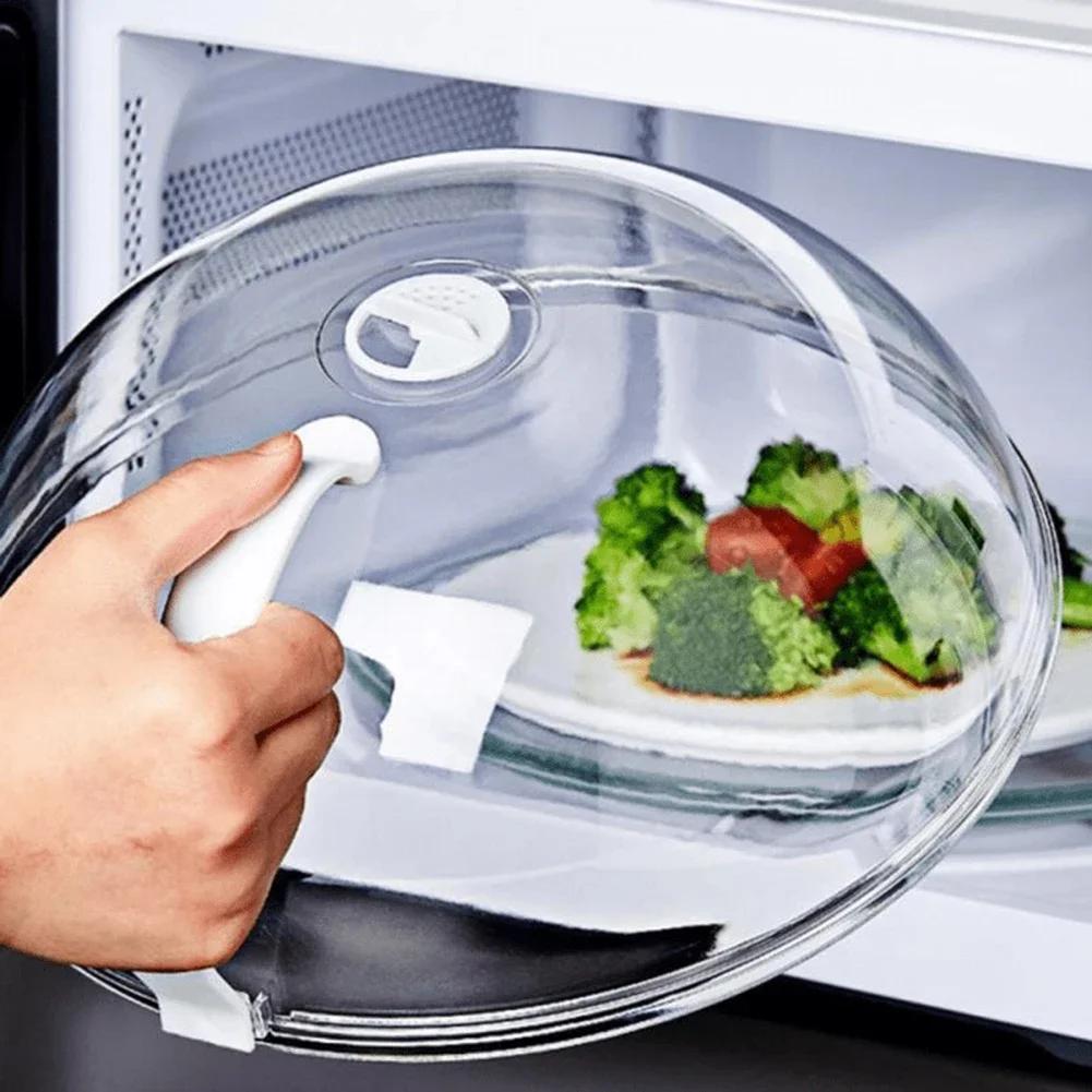 Microwave Food Cover Heat-resistant Food Splatter Guard Microwave Oven Pan Lid Plate Stove Cover Transparent Anti-Splash Cover
