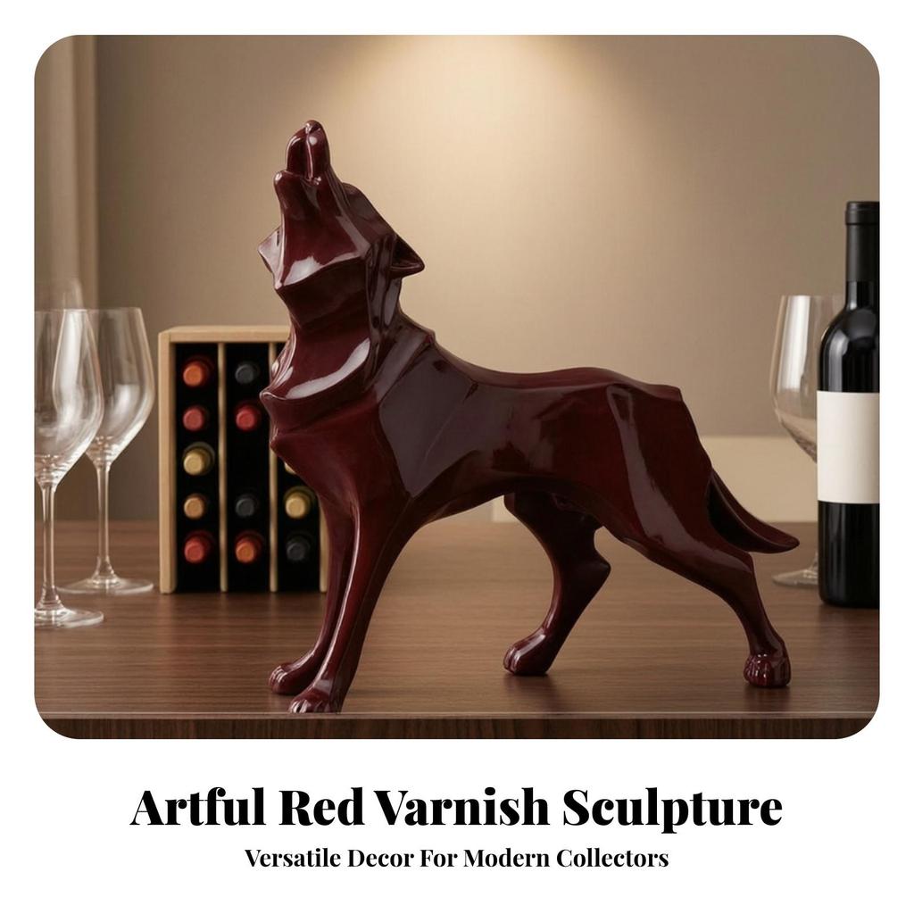 Glossy Resin Wolf Ornament Elegant Table Centerpiece Originality