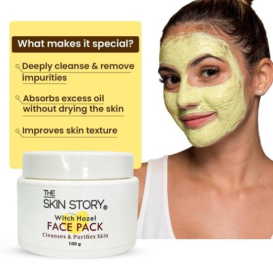 The Skin Story Re-Mineralizing Witch Hazel Face Pack | Deep Cleansing, Blackhead Remov| Suitable for Oily Skin | Paraben Free 100g