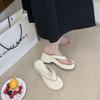 2025 summer new thick-bottomed slope heel pinch foot flip-flops Internet celebrity super fire not tired feet cool slippers women