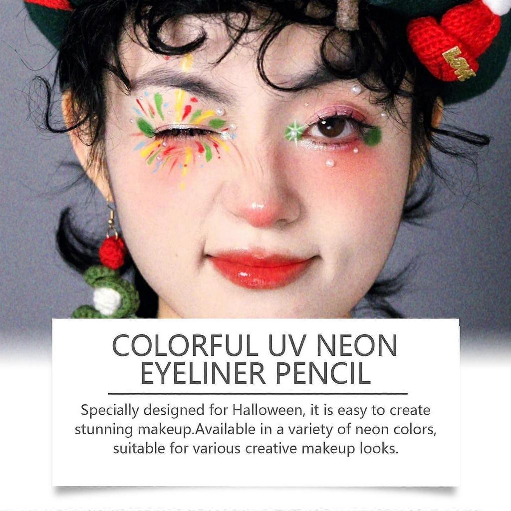 8-Color Halloween Neon Uv Liquid Eyeliner (Yellow) Quick-Drying, Long-Lasting And Non-Smudging Eye Makeup Eyeliner