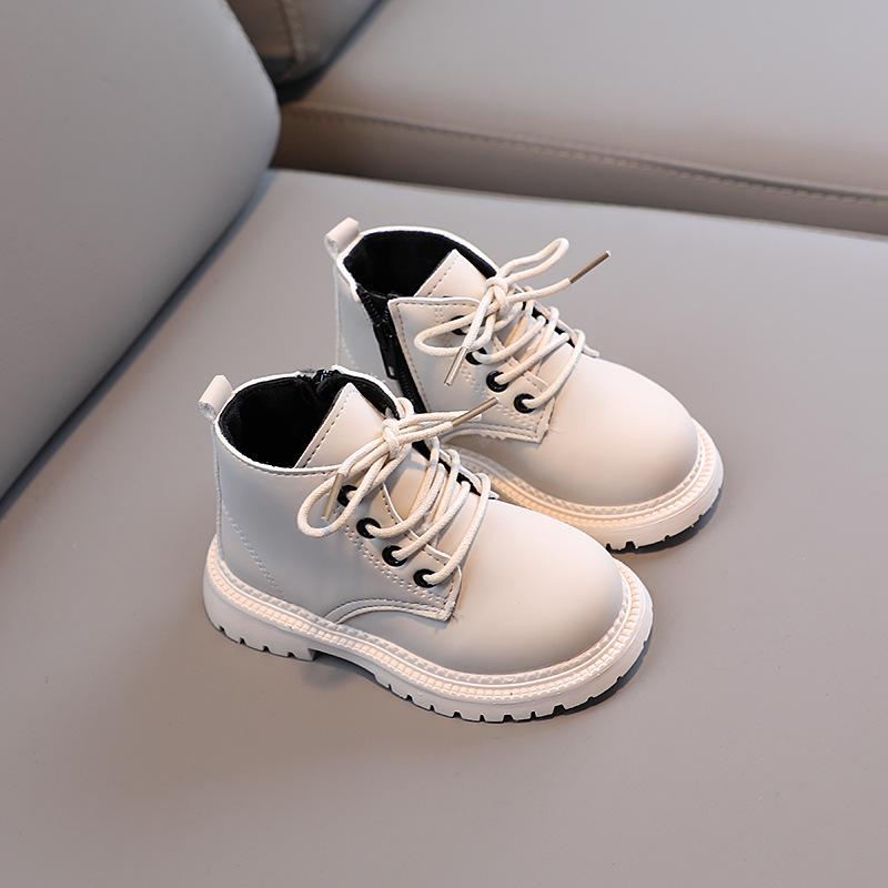 2022 Herbst/Winter Kinder Britischer Stil Einfarbig Martin Stiefel mit Seitenreißverschluss