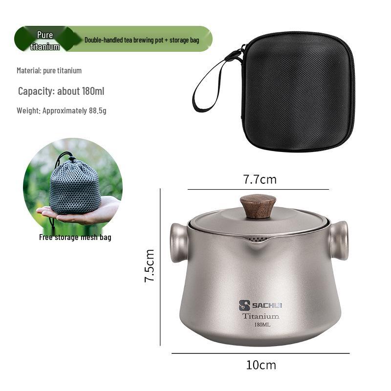 Pure Titanium Portable Outdoor Tea Set: Double-Layered Quick-Brew Cup for Camping