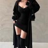 Y2K Retro Spitze Patchwork Spaghetti Strap Schwarz, Figurbetontes Kleid Mini Mode Ästhetische Schleife Club Party Sexy Kleider für Frauen