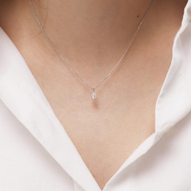 Ozel Silver925 Moissanite 0.5ct Pear Cut Necklace PS115N