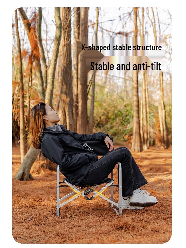 Mountain Guest Director Chair: Portable Audiovisual Car Show Folding Chair with Backrest for Outdoor Camping, RV, Leisure, and Fishing