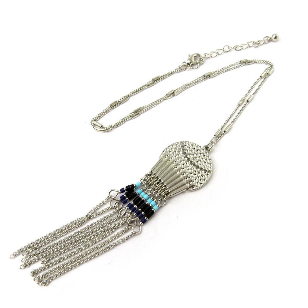 Les Trésors De Lily [N8173] - Silver Turquoise 'Altai' Designer Necklace
