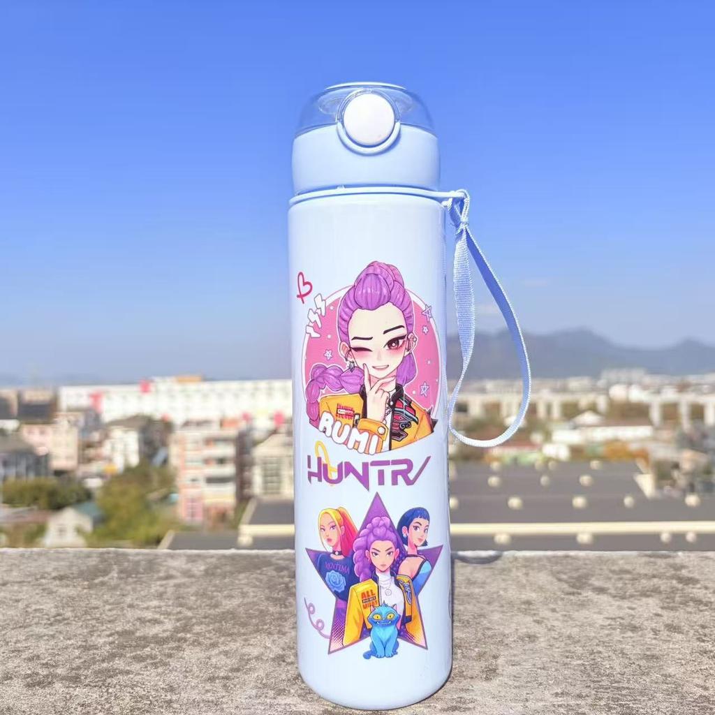 Anime K-Pop Demon Hunters Printed Thermos Cup Portable Stainless Steel 400Ml Water Bottle Leak Proof Camping Water Cup Gifts