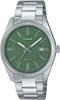 Analog Quartz Watch Metal Band Silver Green Textured Finish Dial Overseas Model [Casio] Men's MTP-1302DA-3AV [Used]