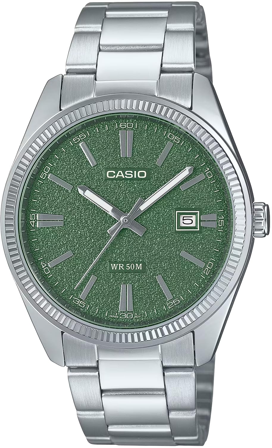 

CASIO Analog Quartz Watch Metal Band Silver Green Textured Finish Dial Overseas Model [Casio] Men s MTP-1302DA-3AV [Used]