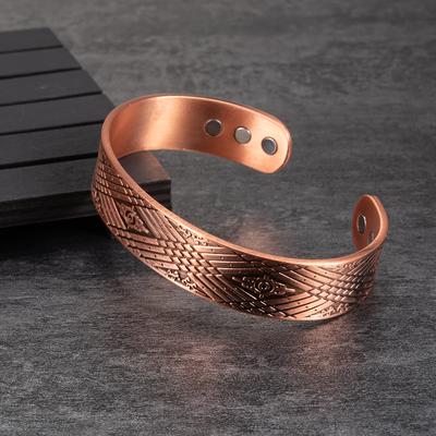 Ikuinen Pure Copper Magnetic Bracelet 15mm Wide Adjustable Cuff Bracelet &Bangle for Men Magnetic Therapy Bracelet Male