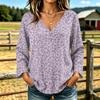 Women's Casual V-Neck Long Sleeve T-Shirt with Leopard Print for Everyday Wear
