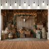 Rustic Western Cowboy Party Backdrop Brown Pink Planks Farm Cow Birthday Party Decoration Banner Photobooth Shooting Backgrounds