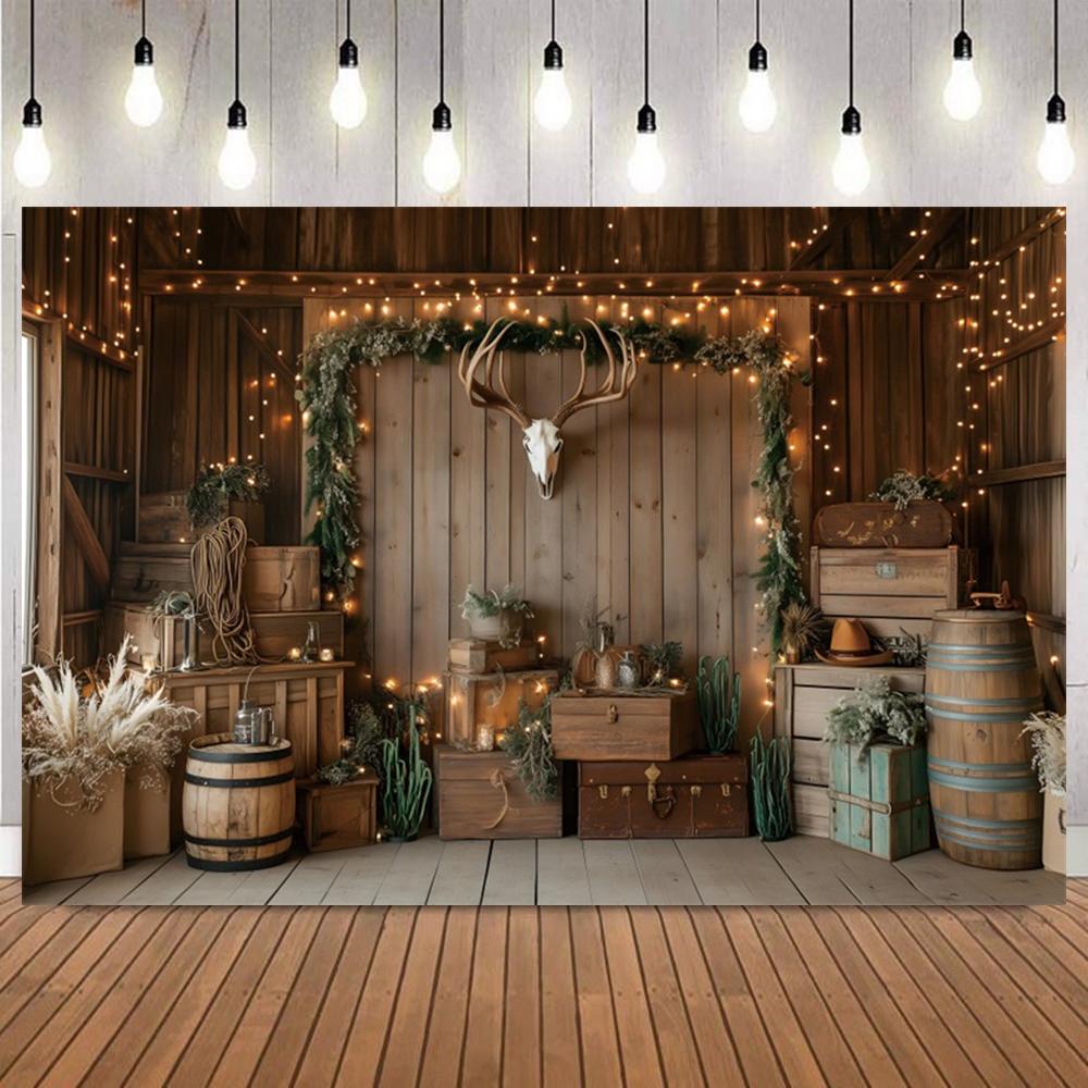 Rustic Western Cowboy Party Backdrop Brown Pink Planks Farm Cow Birthday Party Decoration Banner Photobooth Shooting Backgrounds