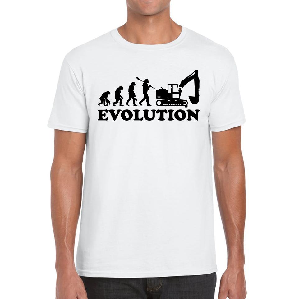 

Evolution Of Excavator Operator Bulldozer Construction Digger Excavator Mens Tee Top L