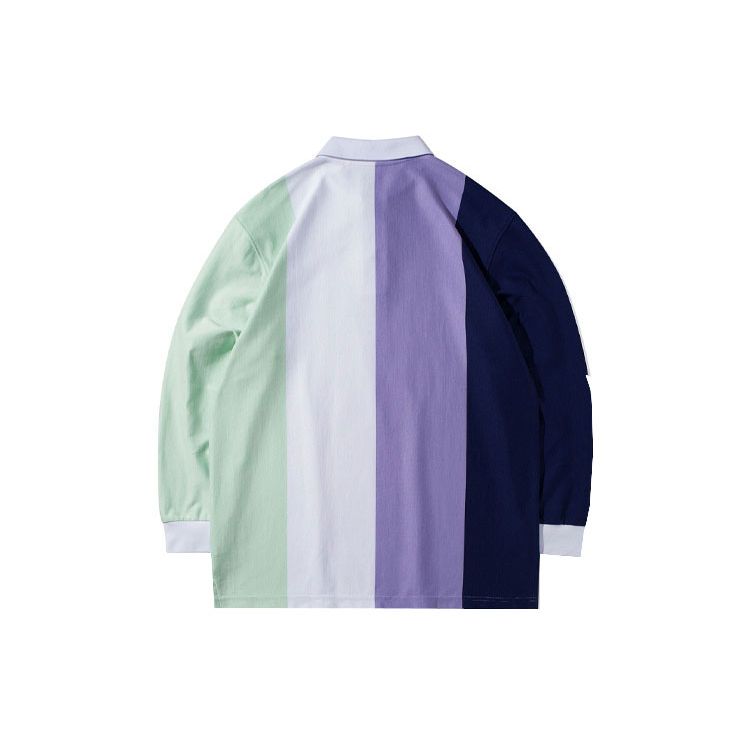 Li-Ning X Steven Harrington Steven Harrington Cartoon-Print Color-Block Locker Oversized Langarm-Poloshirt Unisex-Oberteile Mehrfarbig APLR143-2