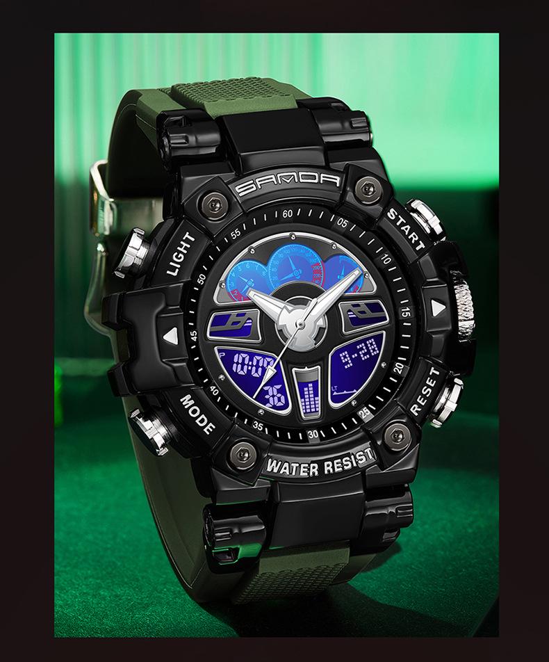 Sanda Harajuku-Style Black Technology Luminous Sports Electronic Men's Watch