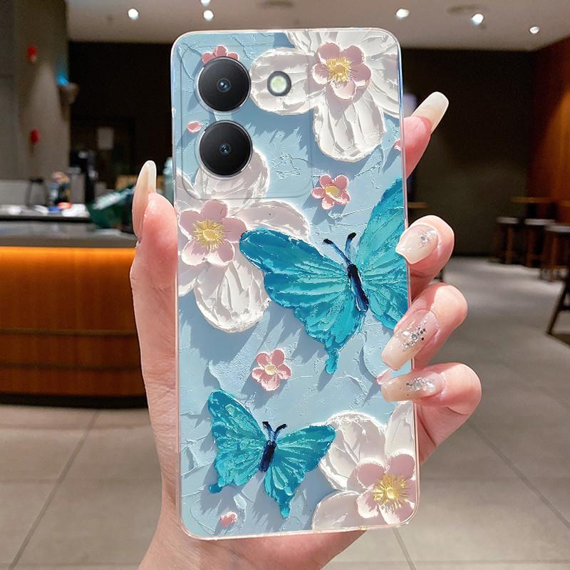 Phone Case For Vivo Y36 V2247 V2248 4G Y27 5G Y77T Y27S Y100I Butterfly Protective Casing Transparent Soft Silicone TPU Cover