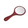 Vintage Handheld Mirror Wooden Handle Hanging Hole Makeup Hairdressing Mirror for Household Red