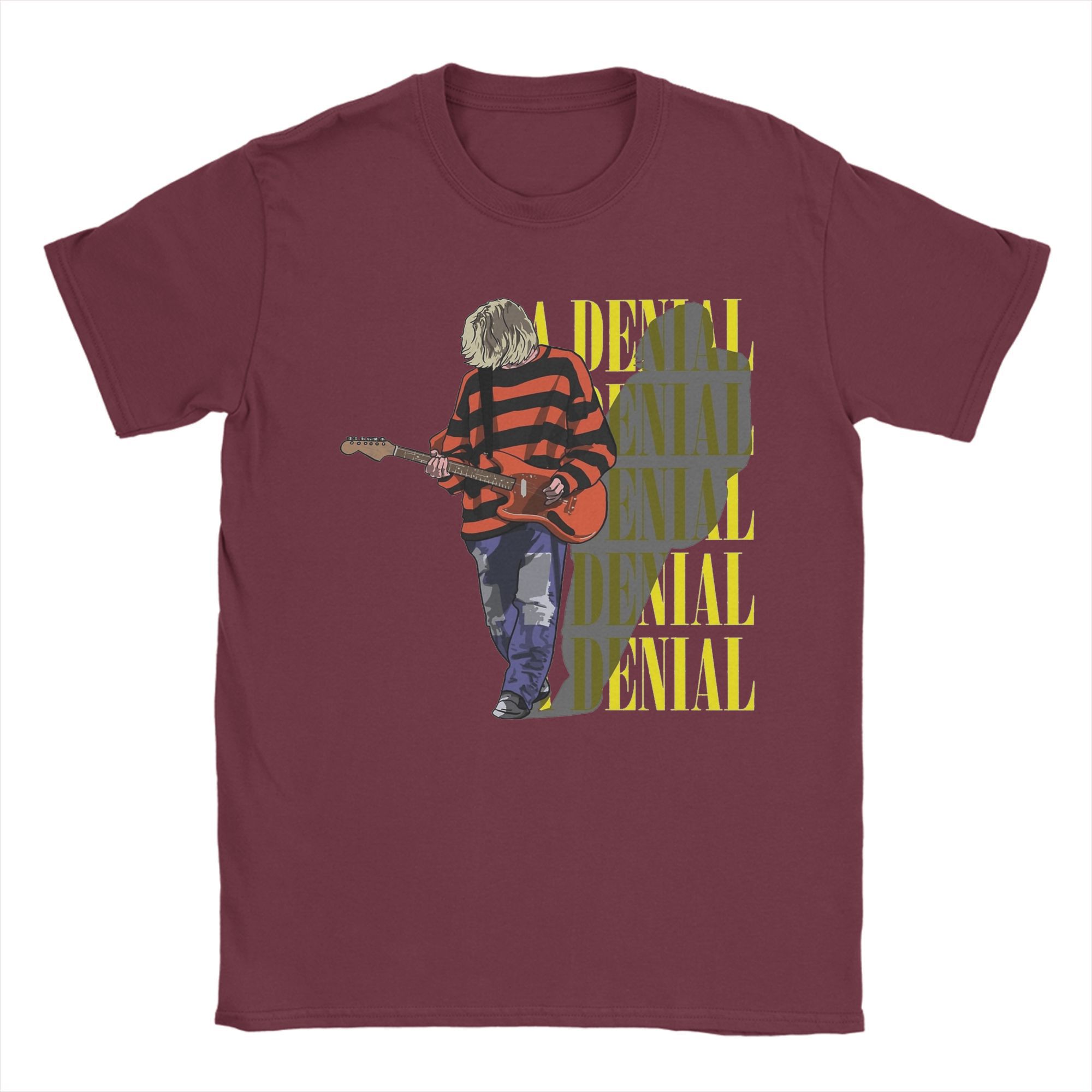 

Мужские футболки Курт Кобейн гитара мода хлопковая футболка короткий рукав футболки круглый вырез топы 4XL 5XL XXXXXL бордовый