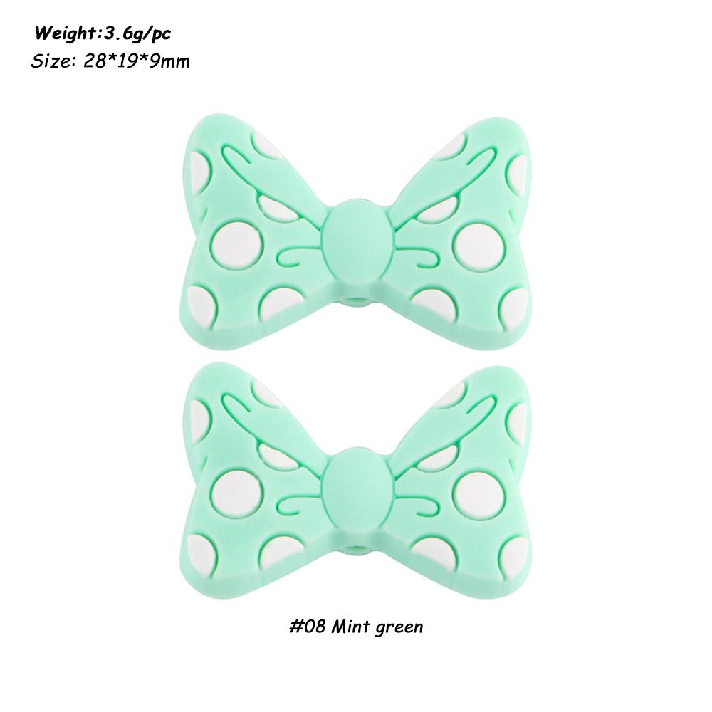 Kovict 6pc Bowknot Silicone Beads For Jewelry Making Food Grade Mini Bow Tie Beads DIY Pacifier Chain Accessories