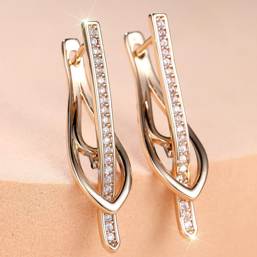 Cute Female Small Zircon Stone Hoop Earrings for Women Vintage Gold Color Wedding Jewelry
