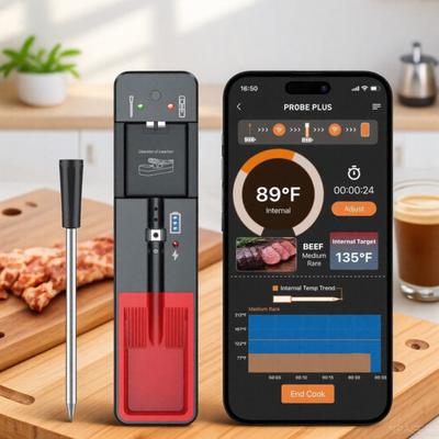 Drahtloses Fleischthermometer mit Bluetooth, 360 Fuß Reichweite, Smartes Kochthermometer für Ofen, BBQ, Grill, Küche, Smoker