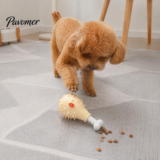 Pet Enrichment Toys Dog Treat Dispenser Toy, Spiky Chicken Leg Chew Rubber Interactive Safe Chewing for Small Medium Large Dogs Puzzle Feeder