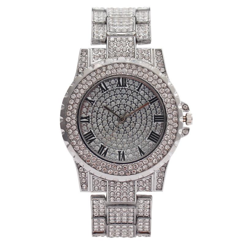 Silver Gold Rose Gold Womens Quartz Wristwatch With Jewelry Clasp And Sparkling Decor серебряный