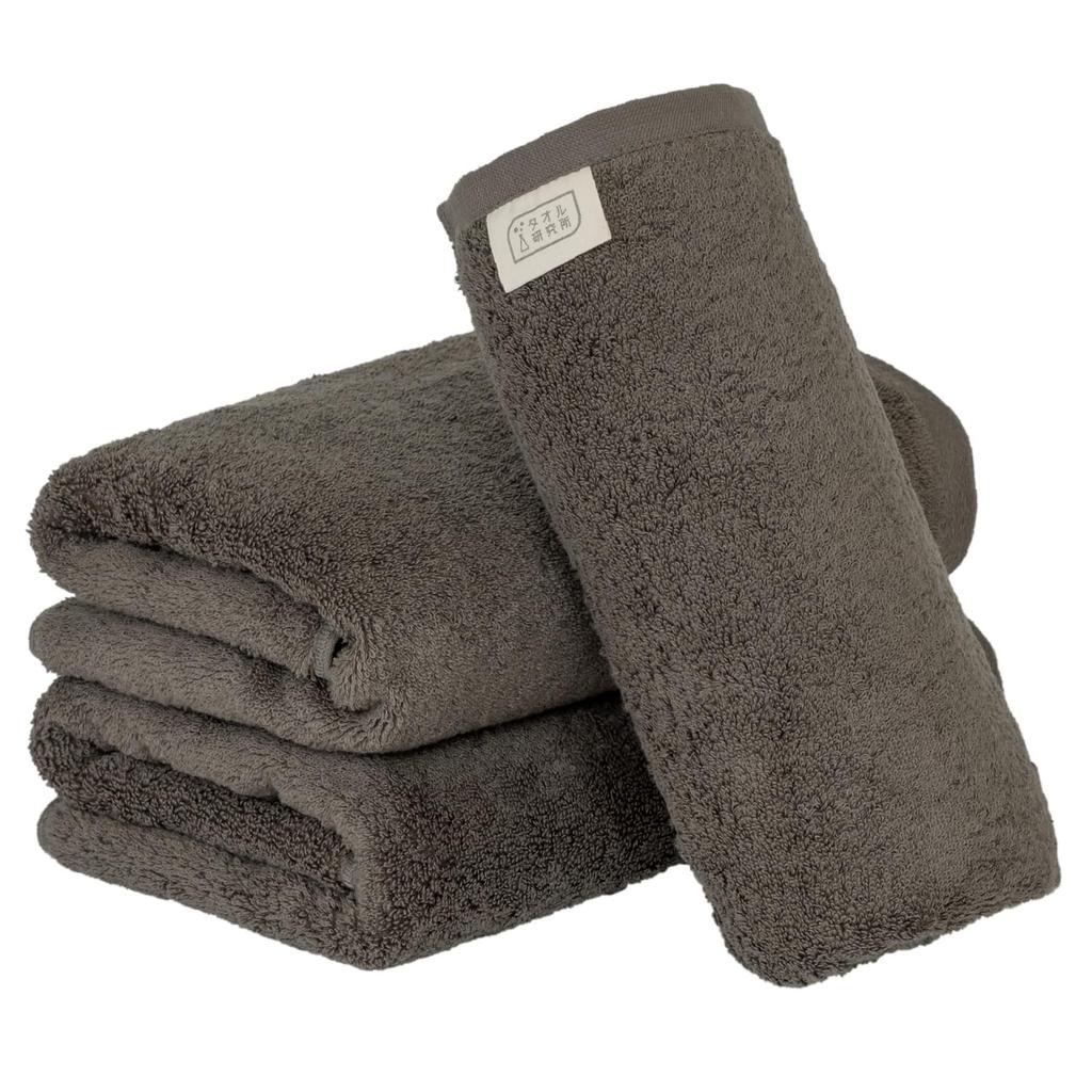 Towel Laboratory Mini Bath Charcoal Set of Fast JapanTechnology [Volume Rich] #003 Towels, Gray, 3, Hotel-Grade, Thick, Fluffy, High-Breathability,