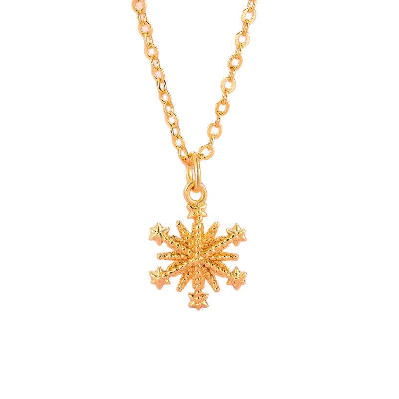 Elegant Gold Snowflake Necklace for Women - Unique Clavicle Chain, Light Luxury Design