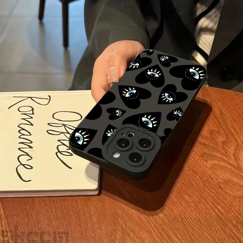 Creative Evil Eye Pattern Silicone Phone Case For iPhone 16 Pro Max 14 15 Plus 11 12 13 Mini X XS XR 7 8 16E Shockproof Cover