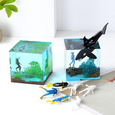 1PC Unpainted Miniatures Ocean Diving Diver Action Figures Model Underwater Dive Decor Accessory Figurine Toys Fish Tank-HMA5