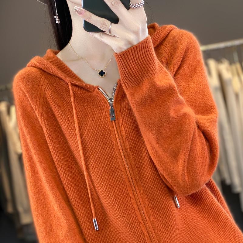 Women's 100% Wool Hooded Zip-Up Cardigan Sweater – 25th Anniversary Edition