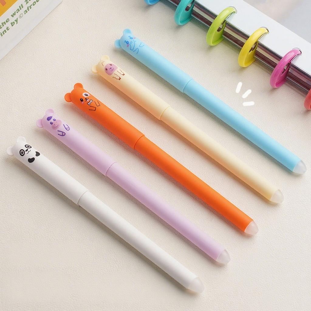 Erasable Gel Pen Thermal Easy-Rub Gel Pen Cute Cartoon Eraser Set With No-Waste Eraser 0.5mm Pen Tip 20ml