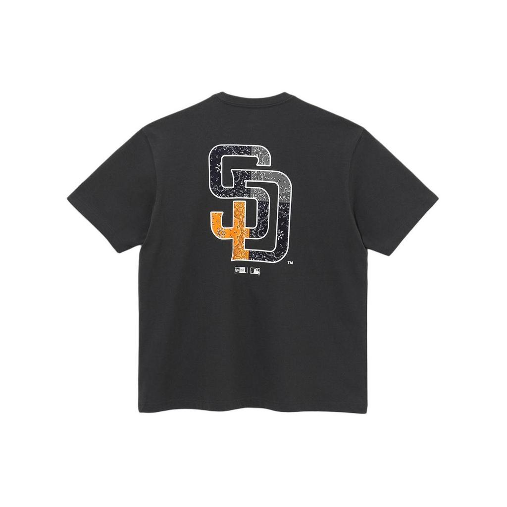 New Era SS24 MLB Letter Print Crew Neck Short Sleeve T-Shirt Unisex Tops Black Gray 14179139