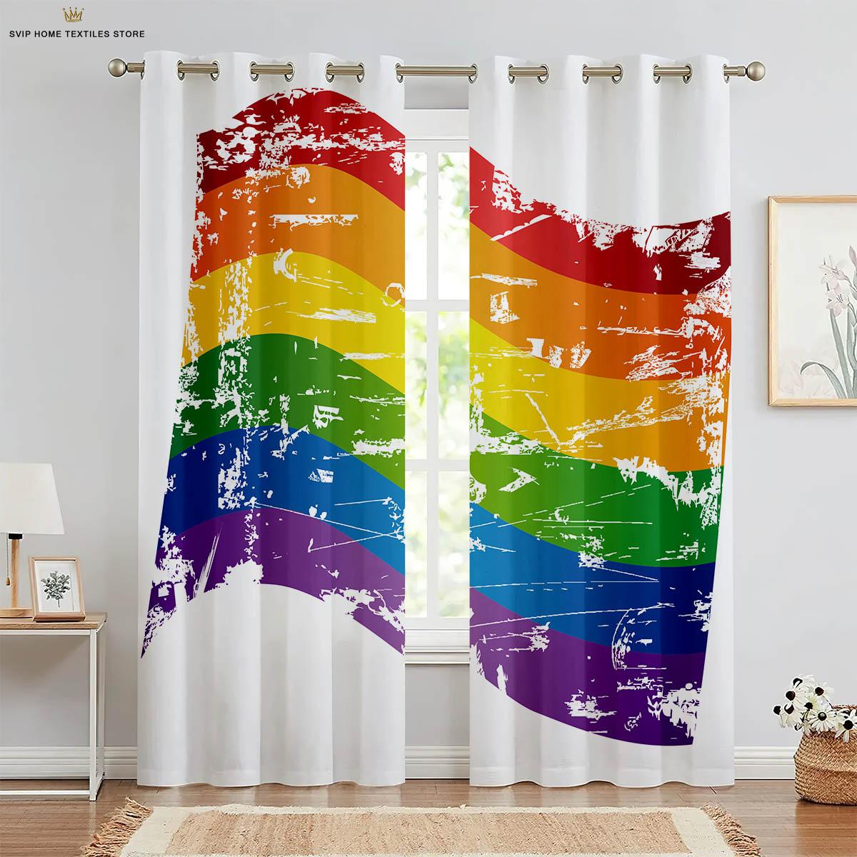 

Мультяшні штори з принтом зірок для прикраси дитячої кімнати, кольору веселки, підходять для кухні, спальні, балкона, вулиці, 2 шт. W50X130H(CM)X2PCS&Rod pocket