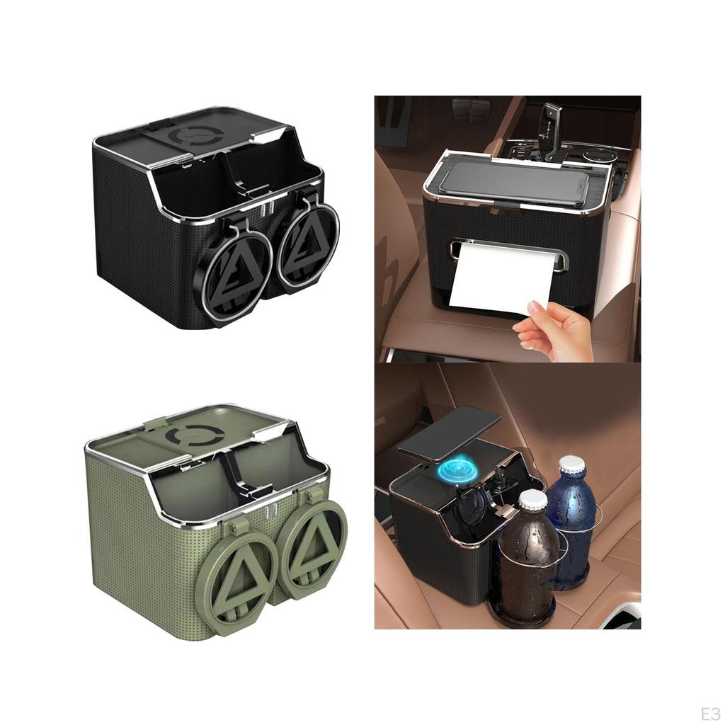 Car Armrest Storage Box Charger Compartmented Tissue for Keys Paper