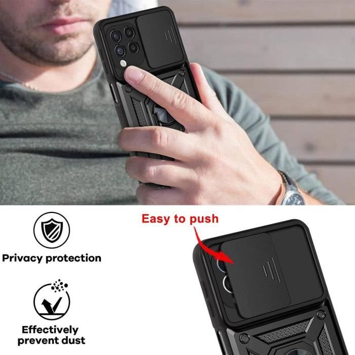 Coque - Samsung - A22 4G - Rigide - Noir - Support Rotatif 360°