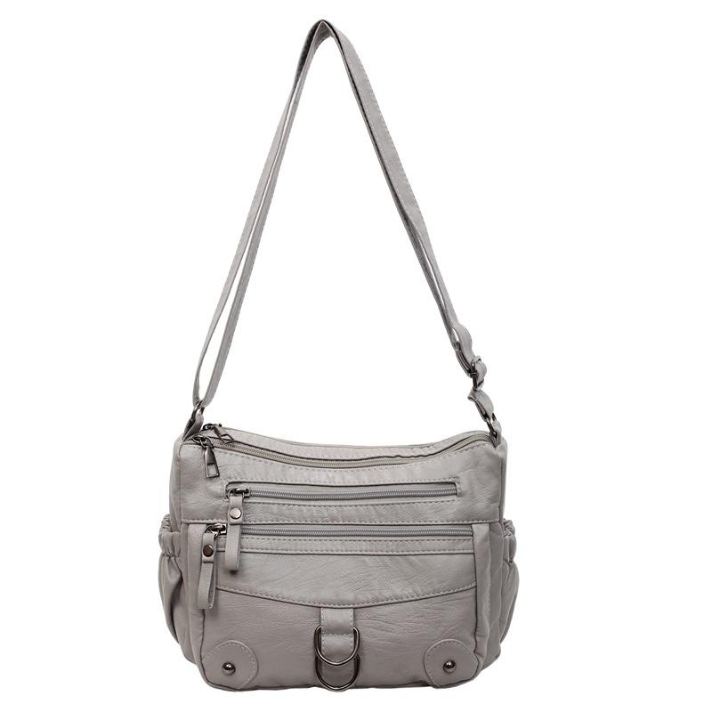 

Женская сумка с несколькими карманами, мягкая кожа, сумка через плечо для среднего возраста, сумка-кроссбоди, сумка для мамы, сумка большой вместимости серый