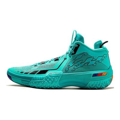 Li Ning Jiao Ao Démon Vert Chaussures de Basketball d'Extérieur Résistantes à l'Usure Pratiques Antidérapantes Rebond Mi-Hautes Chaussures de Basketball pour Homme ABFT035-6