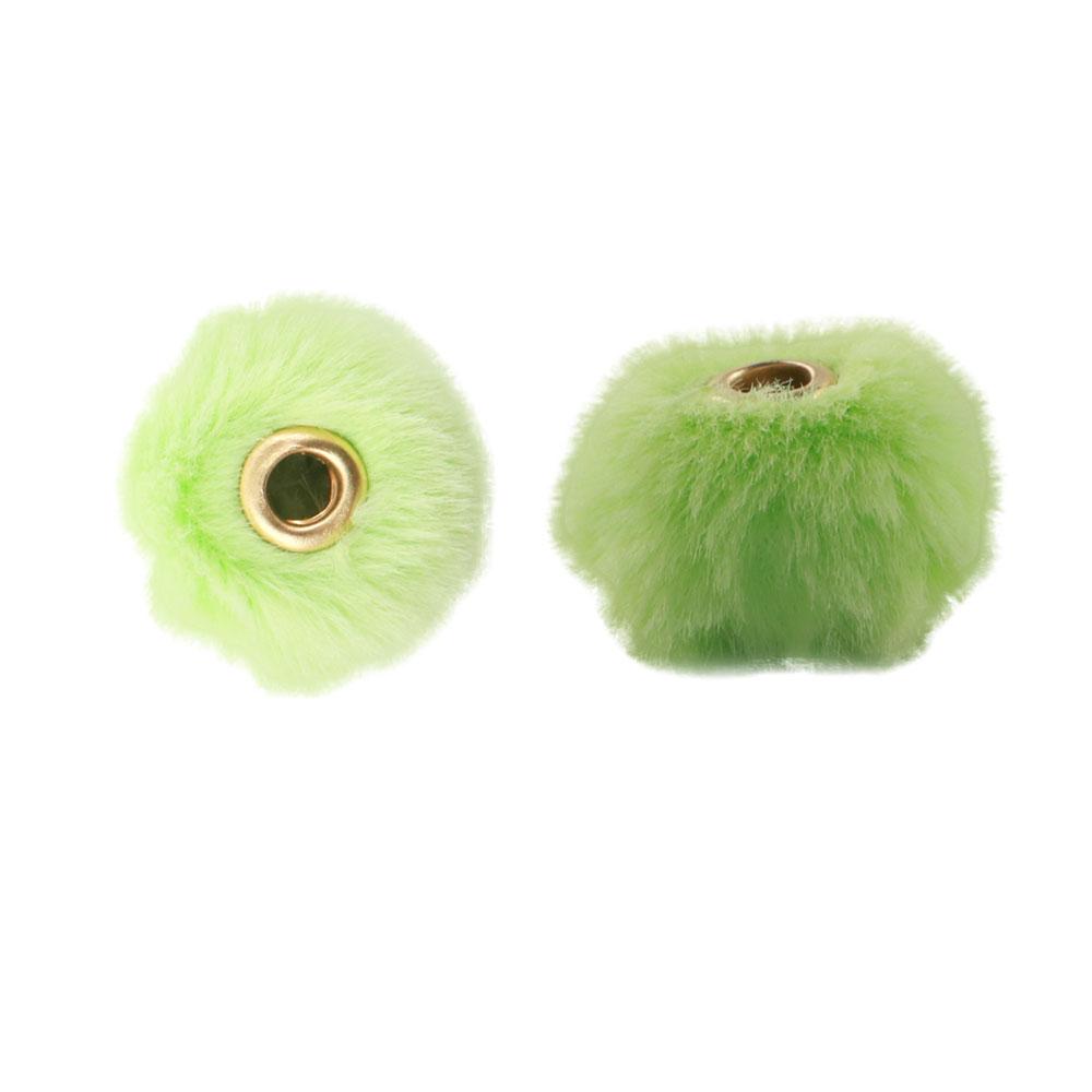 20Pcs/lot 20MM Pompom Beads Plush Fur Covered Ball Bead Charms Straight Hole Big Hole Spacer Beads For Handmade Jewelry Access