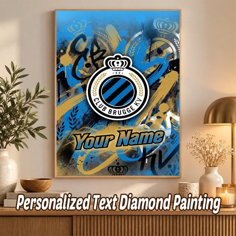 Club Brugge FC Custom Name Text 5D Diamond Painting Kit DIY Full Drill Diamond Art Decoration