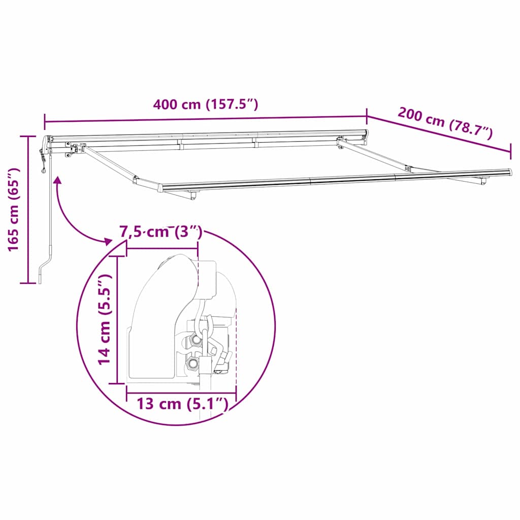 Retractable Awning Blue 400 X 200 Cm Fabric