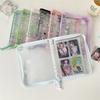 Clear Photo Album Case With Zippered Closures PVC Binder 6 Rings Cover For Kpop Fan Small Card Organization Protectors