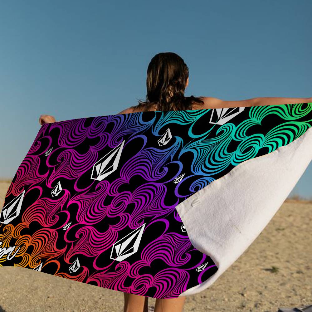 V-Volcom LOGO Coperta alla Moda in Microfibra Asciugatura Rapida Teli da Spiaggia Stampa Oversize Super Assorbente Coperta Telo Piscina