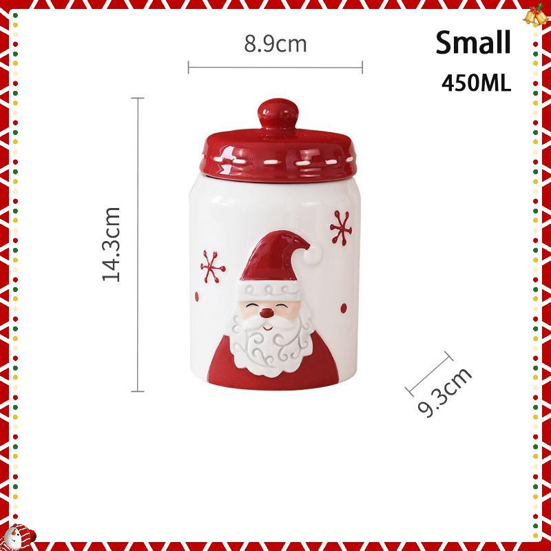 

JUSTINLAU Santa Claus Elk Tree Round Ceramic Sealed Jar Candied Dried Fruit Nut Food Storage Container Kitchen Accessories